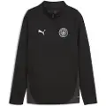 Puma Manchester City Training Quarter-Zip Top Youth, Clothing, Black/Silver, 5-6Y