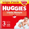 Huggies Little Movers Størrelse 3 Bleier 168 Enheter