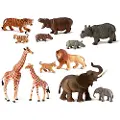 Miniland Figurer Av Ville Dyr + Babyer 12 Enheter
