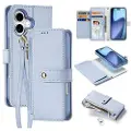 DUX iPhone 17 Lawa lommebokveske i lær med magnetisk deksel - babyblå