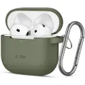 TechProtection AirPods 4 silikonetui med krok - olivengrønn