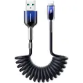 JOYROOM Krystallklar USB-kabel Spiral 3A USB til belysning 1,5 m - Svart