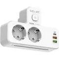 Beline Power Strip med LED-bakgrunnsbelysning - 2x USB-A, USB-C, 2x AC - Hvit