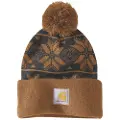 Carhartt Strikket pom jacquard lue, brown