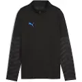 Puma individualCUP Football Quarter-Zip Top Youth, Clothing, Black/White/Ultra Blue, 5-6Y