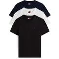 Tommy Hilfiger for man. DM0DM21579 Set of 3 extra-slim logo t-shirts black, navy, white (L), Casual, Cotton, Short sleeve