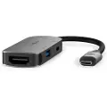 Nedis Ccgb64230gy01 3-i-1 Multiport Usb-adapter Usb 3.2 Gen 1 Usb-c M-hdmi/usb-a H/usb-c H 5gbps Nikkelbelagt 0.1 M