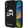 Karl Lagerfeld iPhone 16 Plus Double Heads MagSafe-deksel i flytende silikon - svart