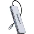 Essager Dokkingstasjon, , EHB08-QK0G-Z, HDMI, 2xUSB-A, SD-kort, TF-kort (grå)