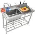 Vevor kjøkkenvask i rustfritt stål, frittstående kjøkkenvasksett med enkel kum og arbeidsbenk, 47 x 19,7 x 37,4 tommer, kommersiell vask med enkel kum for garasje, restaurant, vaskerom