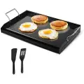 Vevor karbonstålsteke, 24x16 tommers universal flat topp rektangulær plate, gassgrillsteke for BBQ grill, teppanyaki, bærbart familiekokekar med håndtak, for camping, tailgating-fest