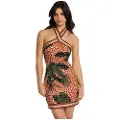 LOIS Jeans for woman. 447902479 Short halter cut-out tropical print dress (S), Casual, Viscose, Sleeveless / Straps