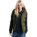 Superdry for woman. W5010907A Hooded quilted waistcoat Everest green (L), Casual, Nylon, Sustainable