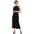 Victorio & Lucchino , V&L for woman. 340108023 Long dress with black halter neckline (L), Casual, Acrylic, Viscose, Sleeveless / Straps