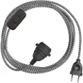 Creative Cables Snakebis Zig-zag E14 Lampeskjerm-ledningsnett Med Lampeholder. Sikksakk-stoffkabel Og 2-polet Støpsel 3 M