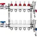 Vevor 5-grenet varmestrålemanifold, 1/2" PEX-rørmanifold, PEX-manifold i rustfritt stål for vannbasert gulvvarme, PEX-varmestrålemanifoldsett med 1/2" adaptere inkludert