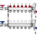 Vevor 6-grenet strålevarmemanifold, 1/2" PEX-rørmanifold, PEX-manifold i rustfritt stål for vannbasert gulvvarme, PEX-strålevarmemanifoldsett med 1/2" adaptere inkludert