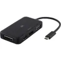Deltaco USBC-MULTI - Ekstern videoadapter - USB-C 3.1 - DVI, HDMI, DisplayPort, VGA - sortering