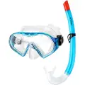 Spokey 928192, Voksen, Halv ansiktsmaske, Fridykking, Herdet glass, Polykarbonat, Blå, Gjennomsiktig