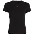 Tommy Hilfiger for woman. DW0DW17383 Slim Essential T-shirt black (S), Casual, Short sleeve, Organic Cotton, Sustainable