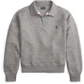 Ralph Lauren for woman. 211971701004 Fleece pullover with short grey zip (XS), Casual, Cotton