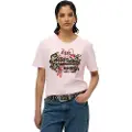 Superdry for woman. W1011627A Relaxed fit T-shirt with Vintage Tokyo logo pink (L), Casual, Cotton, Short sleeve