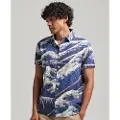 Superdry for man. M4010620A Short sleeve navy Hawaiian shirt (L), Casual, Modal