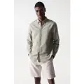 Salsa Jeans Cotton Linnen Regular Fit Skjorte Med Lange Ermer