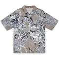 Grimey Animal Satin Button Up Kortarmet Skjorte