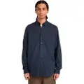 Timberland for man. TB0A6GRH4331 Long sleeved shirt in navy stretch poplin (S), Casual, Cotton