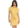 LOIS Jeans for woman. 447832496 Short buttoned dress in tencel fabric with yellow waist belt (XS), Casual, Cotton, Short sleeve