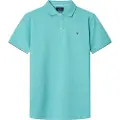Hackett London for man. HM563437 Swim Trim Arch turquoise polo shirt (S), Casual, Cotton, Short sleeve