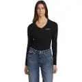GUESS Jeans America Slim Mini T-skjorte Med Lange Ermer Og V-hals