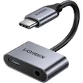 UGREEN 2-i-1 Lade & Audio USB-C Adapter - 1.5A - Grå