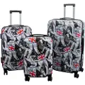 Borg Living Koffertsett - 3 stk. - Koffert med motiv - London og Paris - Hardcase lettvektskoffert med 4 hjul