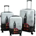 Borg Living Koffertsett - 3 stk. - Koffert med motiv - Big Ben - Hardcase lettvektskoffert med 4 hjul