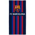 Licens Stripet Barcelona håndkle - 70x140 cm - 100% bomull - Mykt badehåndkle med FC Barcelona-logo