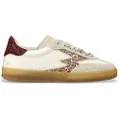 Moa for woman. MG703CO Leather Sneakers Club beige, maroon (41), Flat, Laces, Casual