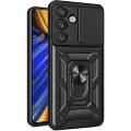 24hShop Bakdeksel med kamerabeskyttelse og mobilring for Samsung Galaxy S25 - Svart