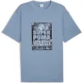 Puma Graphic SUPER PUMA World Tour Relaxed Tee Men, Clothing, Cool Blue, L