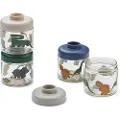 Adlibris Dominique Barnematoppbevaring Tritan 4-Pack Dinosaurs/Mist Liewood
