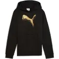 Puma Essentials Metallic Hoodie Youth, Back, Black/Metallic Gold, 15-16Y