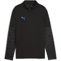 Puma individualCUP Football Quarter-Zip Top Youth, Clothing, Black/White/Ultra Blue, 7-8Y