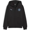 Puma Manchester City FtblEssentials Hooded Jacket Youth, Clothing, Black/Light Blue, 5-6Y
