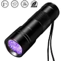 24hShop 12-LED UV-lommelykt - ultrafiolett lys for punktdeteksjon, usynlige meldinger og sporing