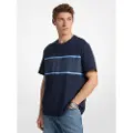 Michael Kors for man. CF552Q11V2 Cotton T-shirt with stripes and blue logo (L), Casual, Short sleeve