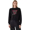 GUESS for woman. W5YQ06KB681 Sweatshirt Studdes love black (S), Casual, Polyester, Long sleeve