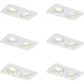 QAZQA Sett med 6 runde innfelte spotter hvit GU10 50 mm roterbar og vippbar IP44 2-lys - Alberto