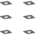 QAZQA Sett med 6 runde innfelte spotter gunmetal GU10 50mm justerbar IP44 - Alberto
