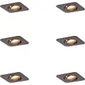QAZQA Sett med 6 runde innfelte spotter mørk bronse GU10 50mm IP44 - Alberto